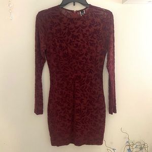 Red sheer velvet dress
